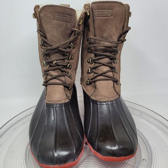 Sperry Shearwater Boots Womens 11 M Brown Leather REAL Shearling Duck Rain Snow - Picture 3 of 9